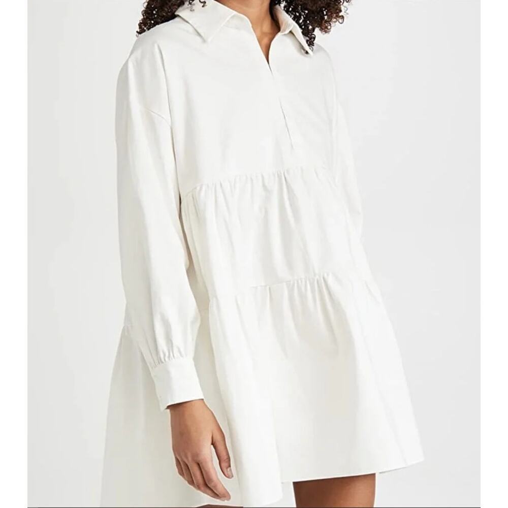 En Saison Davis Poplin Mini Babydoll Shirt Dress White Size Small